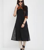 Black embroidered cotton kurti