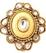 Gold Plated CZ Reverse Ad Copper Adjustable Finger Ring