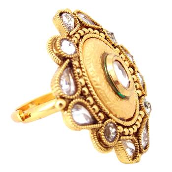 Gold Plated CZ Reverse Ad Copper Adjustable Finger Ring 2