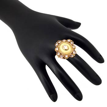 Gold Plated CZ Reverse Ad Copper Adjustable Finger Ring 3