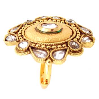 Gold Plated CZ Reverse Ad Copper Adjustable Finger Ring 4