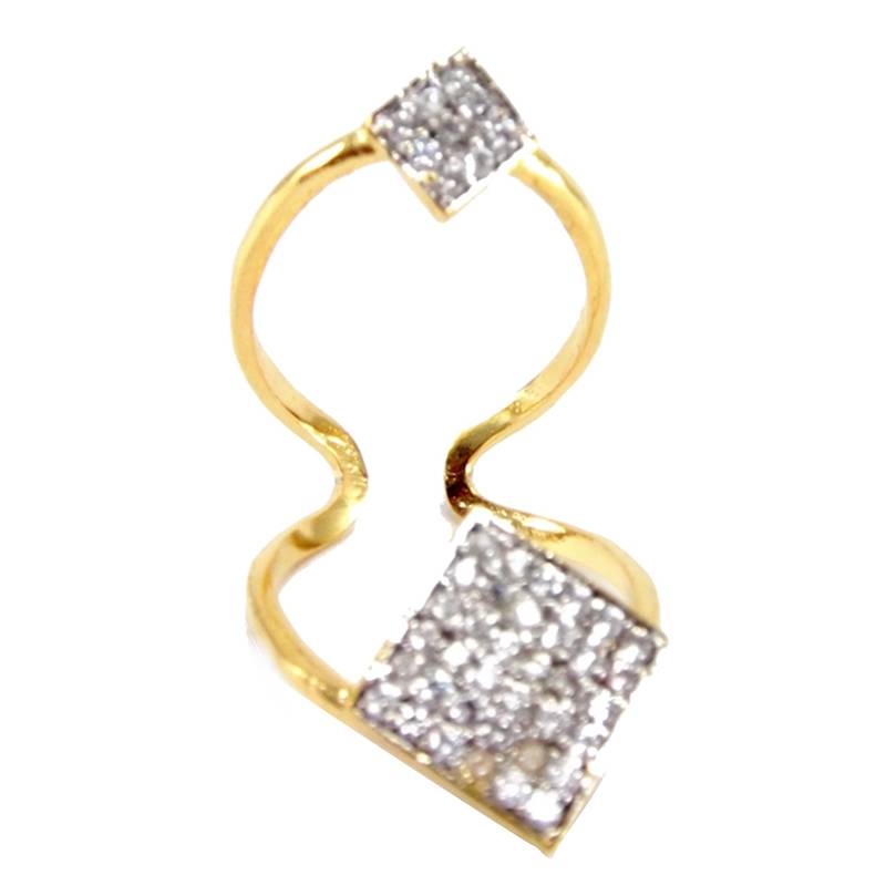 American Diamond Unique Gold Plated Ring Size 10