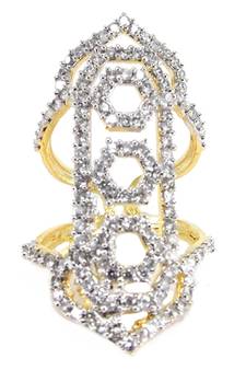 American Diamond Party Wear Gold Plated Adjustable Ring