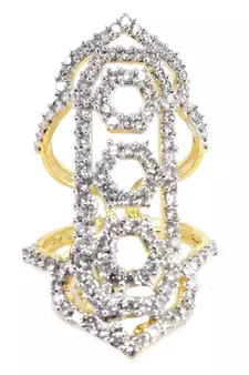 American Diamond Party Wear Gold Plated Adjustable Ring