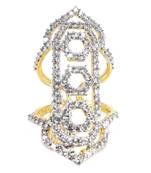 American Diamond Party Wear Gold Plated Adjustable Ring