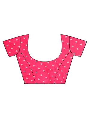 Pink Printed Bhagalpuri Cotton Saree With Blouse 4