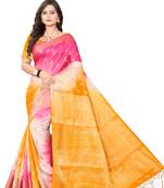 Light Yellow Woven Banarasi Cotton Saree With Blouse