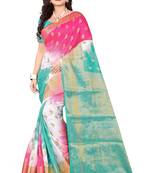 Green Woven Banarasi Cotton Saree With Blouse