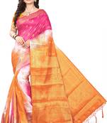 Orange Woven Banarasi Cotton Saree With Blouse