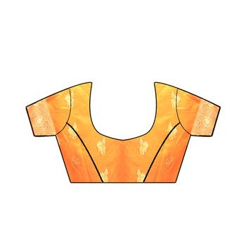 Orange Woven Banarasi Cotton Saree With Blouse 5