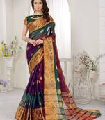 Multicolor woven art silk saree with blouse