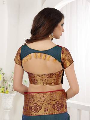 Multicolor woven art silk saree with blouse 5