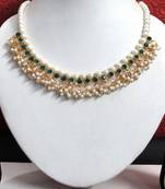 Green Stone Pearl Gota Ghungaru Necklace Set
