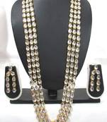 3 Line Long Kundan Necklace Set