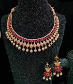 Zirconia Stones Ruby Necklace Set