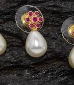 Red Stones With Pearl Pendent Set