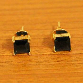 Square Shaped Blue Gold Plated Studs 2
