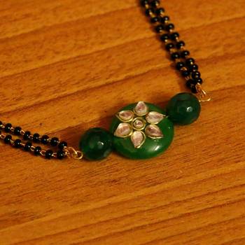 Green Onyx Kundan Look Bead Mangalsutra 2