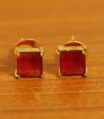 Square Shaped Gold Plated Ruby Studs