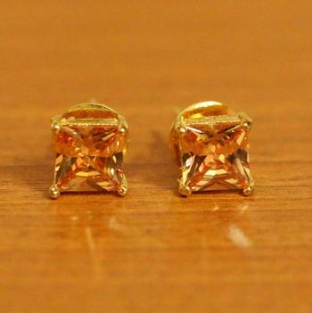 Square Shaped Champagne Colour Studs 1