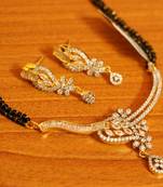 Diamond Look Leaf Pattern Gold Plated Mangalsutra