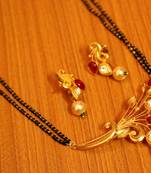 Kundan Look Ruby Kempu Stone Gold Plated Mangalsutra
