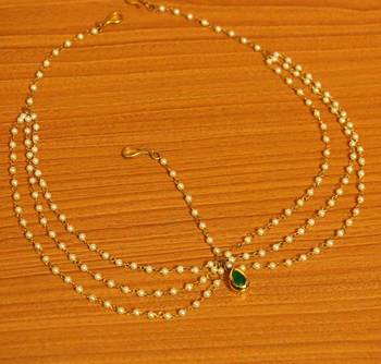 Green Kundan Look Multi String Maang Tikka 1