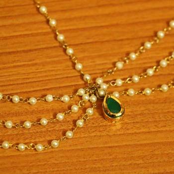 Green Kundan Look Multi String Maang Tikka 2