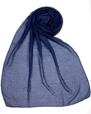 Blue Designer Diamond Cotton Women'S Stole Hijab 1