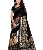 Black printed georgette saree with blouse