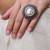 Giftpiper Statement Finger Ring In Oxidized Metal  Pattern 1