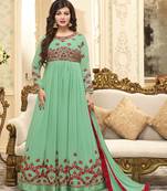 Parrot-green work georgette salwar