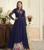 Blue work georgette salwar with dupatta