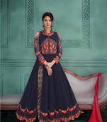 Blue work georgette salwar with dupatta