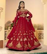 Red work georgette salwar with dupatta