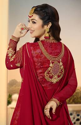 Red work georgette salwar with dupatta 3