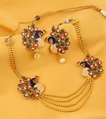 Golden stone diamond necklace sets 2