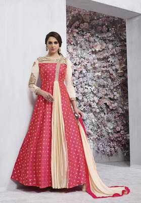 Pink work taffeta salwar with dupatta 1