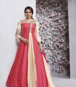 Pink work taffeta salwar with dupatta