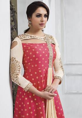 Pink work taffeta salwar with dupatta 2