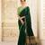 Dark green embroidered silk saree with blouse