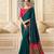 Teal embroidered silk saree with blouse