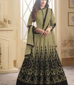 Mehendi embroidered taffeta stitched Anarkali Suit