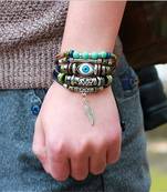 Punk Turkish Evil Eye Multi Strand Turquoise Leather Bracelet For Boys Men