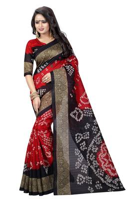 Bandhani Printed Bhagalpuri Silk Saree With Blouse 1