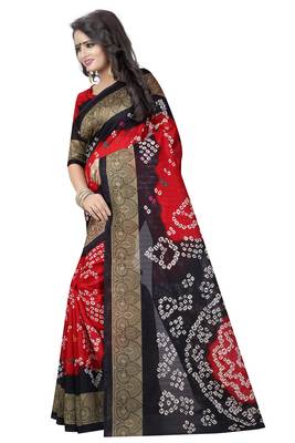 Bandhani Printed Bhagalpuri Silk Saree With Blouse 2