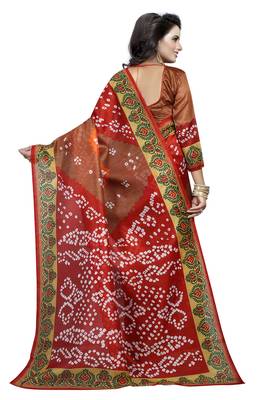 Bandhani Printed Bhagalpuri Silk Saree With Blouse 3
