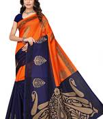 Multicolor Printed Bhagalpuri Silk Saree With Blouse