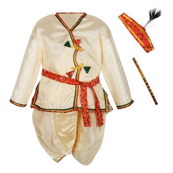 Off White Polyester Plain Boys Dhoti Kurta 1