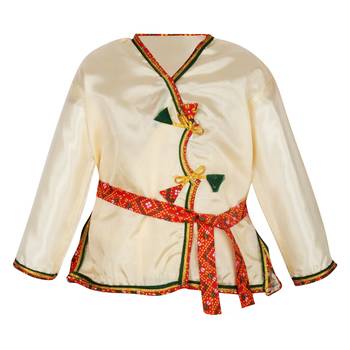 Off White Polyester Plain Boys Dhoti Kurta 3